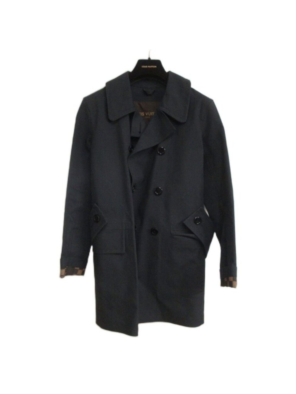 Louis Vuitton Mackintosh Coat Damier Lining Mid Length Black 42